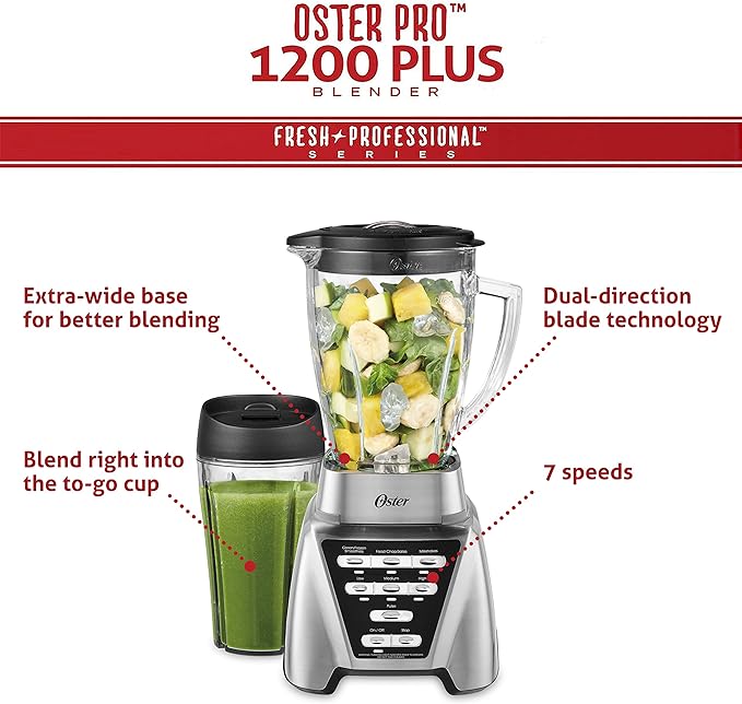 Oster Blender | Pro 1200 with Glass Jar + Oster 2-Slice Toaster with Advanced Toast Technology