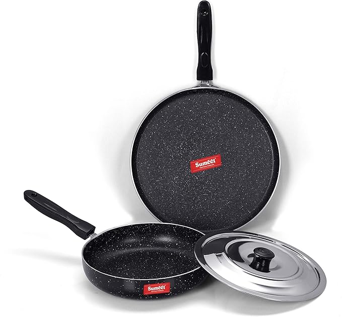 Sumeet NonStick Sparkle Induction Cookware Set of 2 Pcs (Tawa - 26.5Cm Fry Pan - 22Cm - 1.3Ltr)