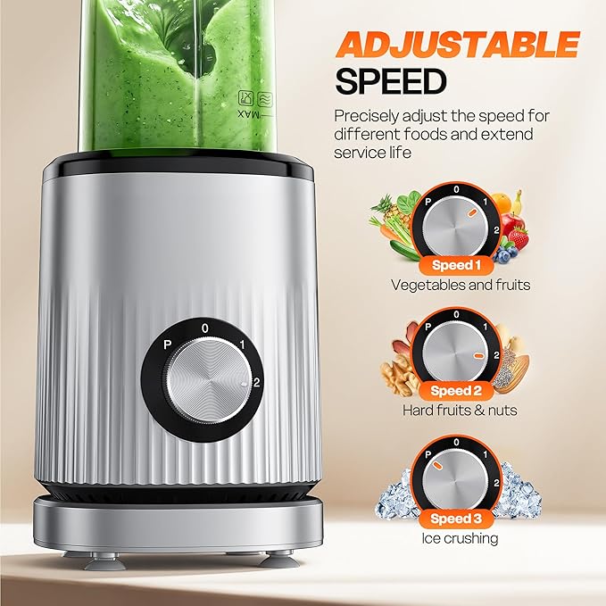 Blender for Smoothies Portable Personal Blender for Shakes and Smoothies for Kitchen with 2 * 24oz Portable Cups and Extra Lid Smoothie Maker Machine for Juices Baby Food Nutritious Recipe