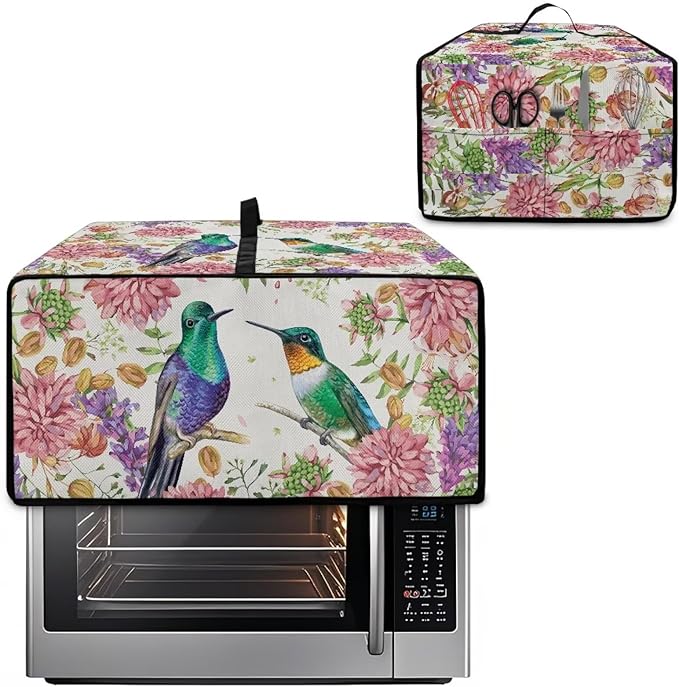 Doojoayie 4 Slice Toaster Oven Covers for Kitchen Counter Hummingbird Toaster Cover 18.5x14.5x 9 Small Appliance Dust Protector Kitchen Decoration Gifts for Women