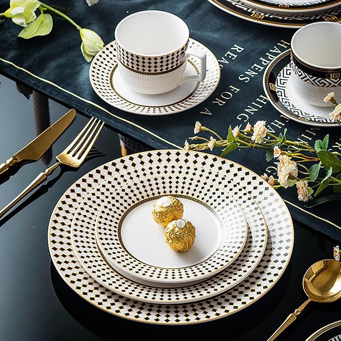 bone china dinnerware set tableware set dinner plate set round plates cups and plates sets for kitchen 24-piece dish set for 6 kitchen dishes set for housewarmingpartydinner