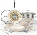 Gotham Steel Hammered 15 Pc Ceramic Cookware Set Nonstick Pots and Pans Set Non Stick with Induction Cookware Cooking Utensils &amp Steamer Non Toxic PFOA PFOS Free Oven &amp Dishwasher Safe