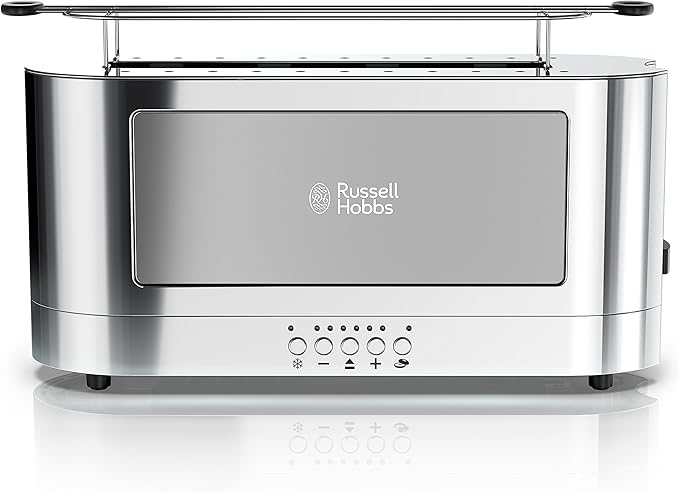 Russell Hobbs TRL9300GYR 2-Slice Glass Accent Long Toaster Silver
