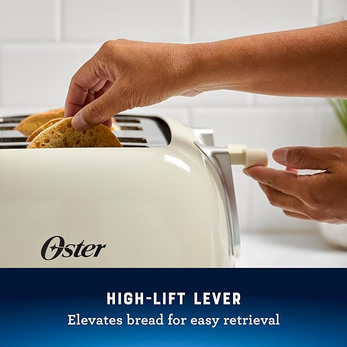 Oster 4-Slice Toaster with Extra Wide Slots Bagel Toaster Oat Milk