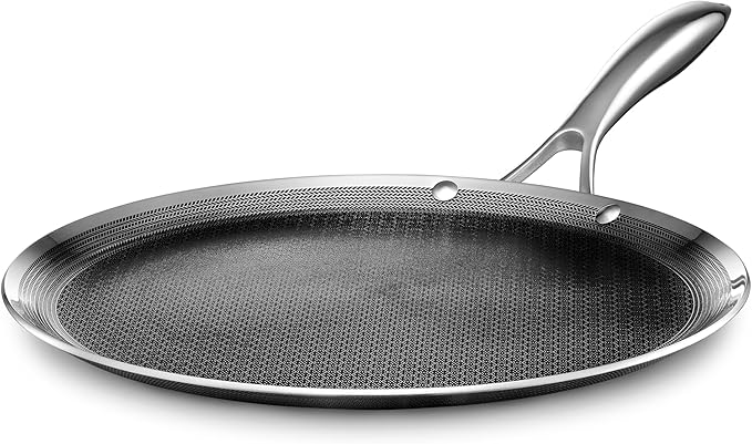 HexClad Hybrid Nonstick 7-Piece Cookware Set 14 Pan with Lid 14 Wok with Lid 12 Griddle and 10 Pan Stay-Cool Handles Dishwasher and Oven-Safe Induction Ready Compatible with All Cooktops