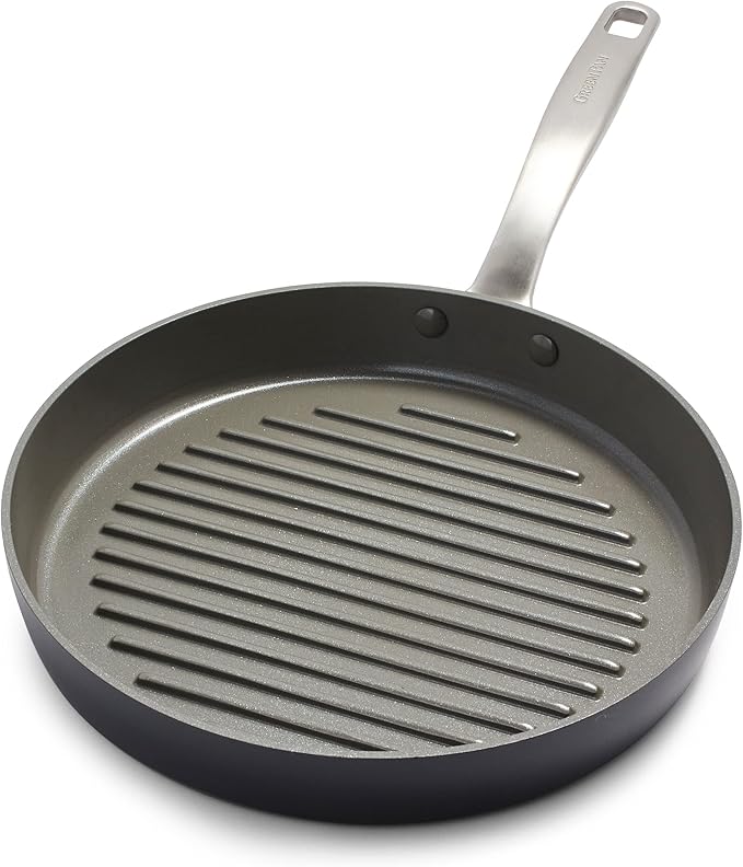 GreenPan Chatham Hard Anodized Healthy Ceramic Nonstick 10 Piece Cookware Pots and Pans Set &amp Chatham Hard Anodized Healthy Ceramic Nonstick 11 Grill Pan PFAS-Free Dishwasher Safe