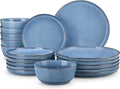 vancasso ANYA 18 Pieces Plates and Bowls Set Blue Dinnerware Sets Reactive Glaze Dishes Set for 6 Ceramic Dishware Sets Kitchen Dinner Set Microwave &amp Dishwasher Safe