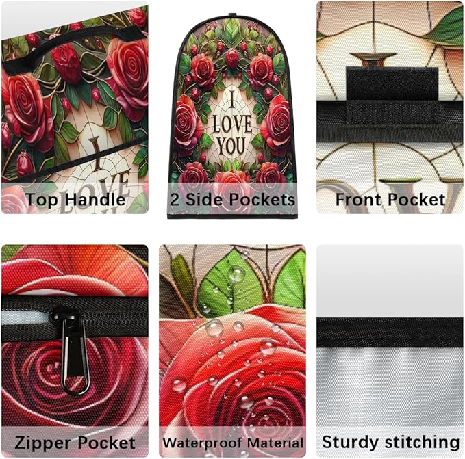 cfpolar Kitchen Aid Mixer Cover Compatible with 6-8 Quarts Flower Red Rose Stand Mixer Cover Kitchen Aid Mixers Accessories Appliance Organizer Bag Dust Covers with Zipper Pocket