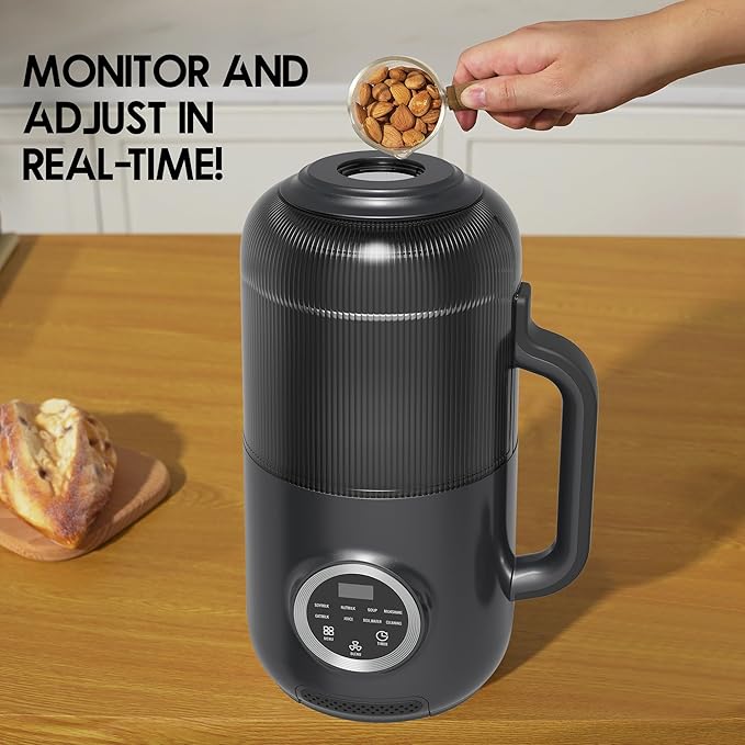 40oz Nut Milk Maker Machine 10 in 1 Automatic Soy Milk Maker for Homemade Almond Oat Soup Plant-Based Soybean Machine with Delay Start/Keep Warm/Boil Water/Self Cleaning/Quiet Blender Black
