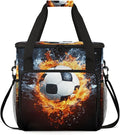 Fire Soccer Ball Coffee Maker Travel Bag Sports Football Insulated Grocery Bag Travel Picnic Leakproof Cooler Bags With Shoulder Strap