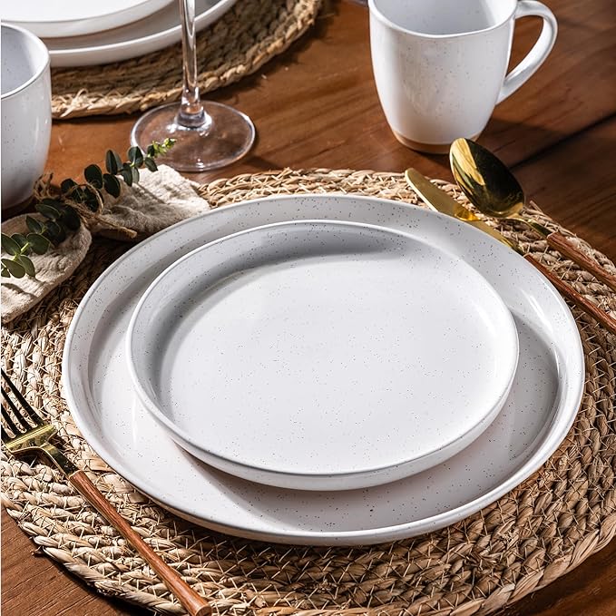 AmorArc Ceramic Dinnerware Sets for 6 24Pieces Handpainted Plates and Bowls Set with Rustic Terracotta Underside Scratch Resistant Stoneware Dishes Set Dishwasher &amp Microwave Safe