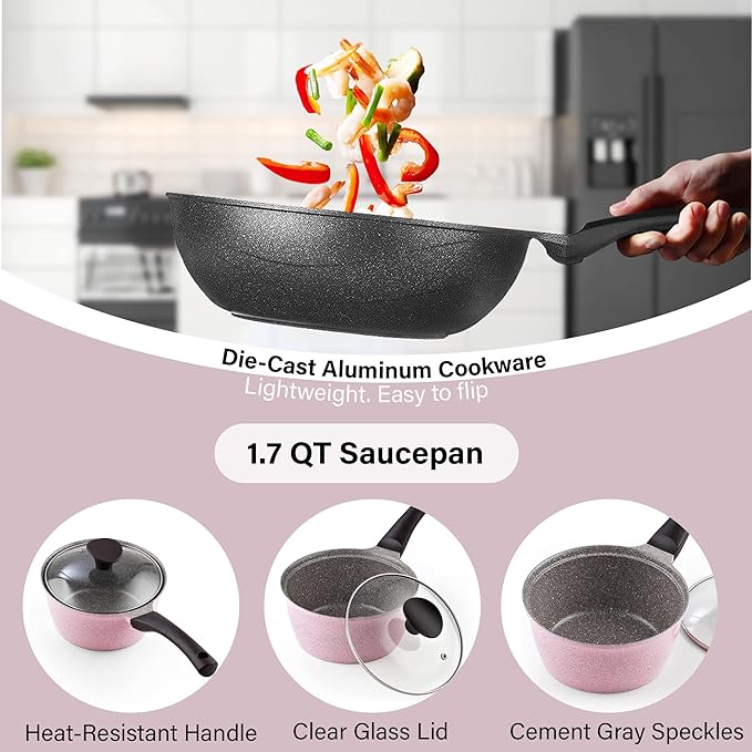 Cook N Home 6-Piece Nonstick Ceramic Coating Cookware Set Multicolor