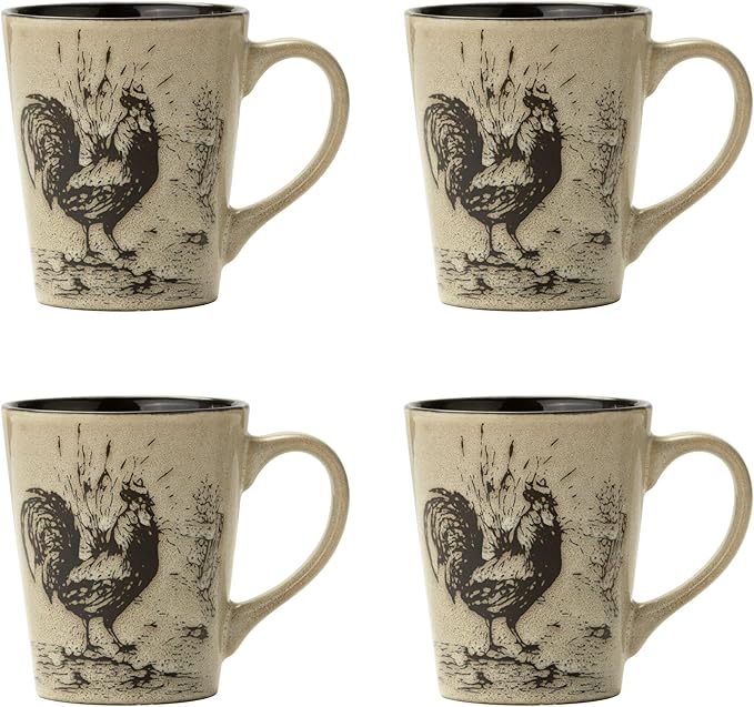 Pfaltzgraff Homespun Rooster 16-Piece Dinnerware Set Service for 4 Brown