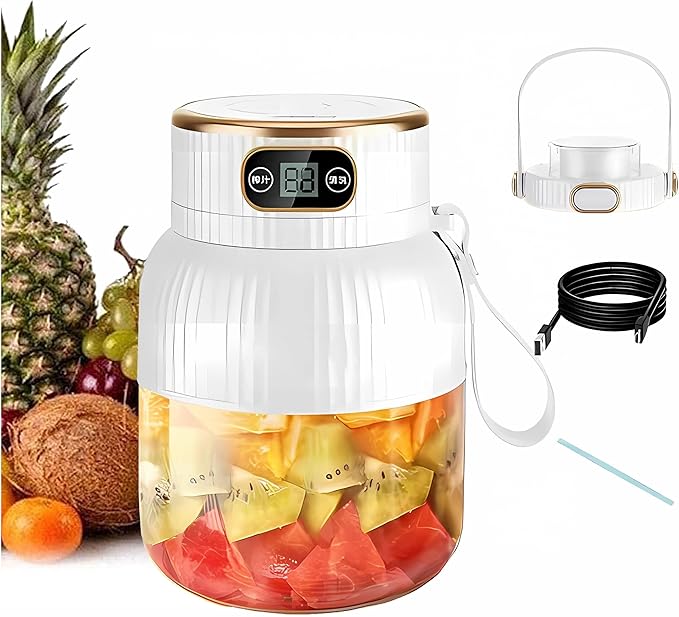 Portable BlenderPortable Blender for Shakes and Smoothies Personal Size High Speed Blender21oz USB C Rechargeable Blender for Travel/Picnic/Office/Gym/Sport (WHITE WITH CUP LID)