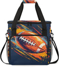 Football Pattern Coffee Maker Carring Bag Large Insulated Storage Organizer Case Tote Bags with Shoulder Strap for Travel Work Picnic