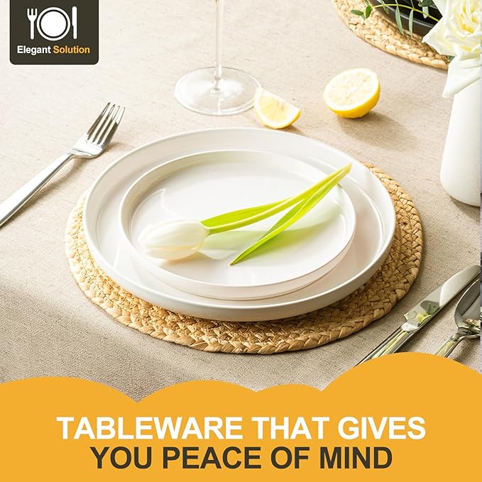 EWFEN Plates and Bowls Sets 24 Pieces Ceramic Dinnerware Set for 8 Stoneware Dishware Dishes Set Scratch Resistant Dishes Set Dishwasher &amp Microwave Safe White