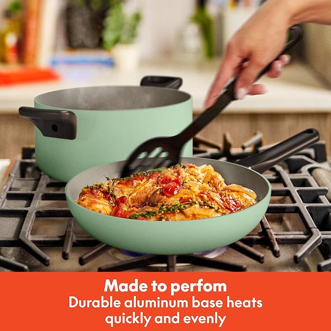 bella 21 Piece Kitchen Set with EverGood™ Ceramic Nonstick Coating Dishwasher &amp Oven Safe All Stovetops Compatible Tempered Glass Lids &amp Cool Touch Handles Seaglass