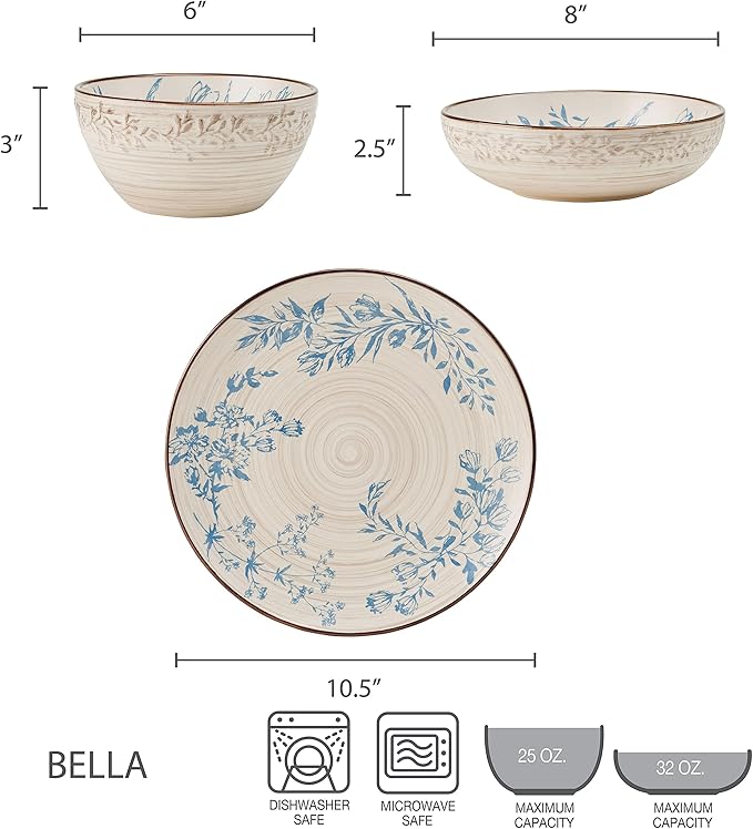Pfaltzgraff Bella 12 Piece Dinnerware Set Service For 4 Multicolor
