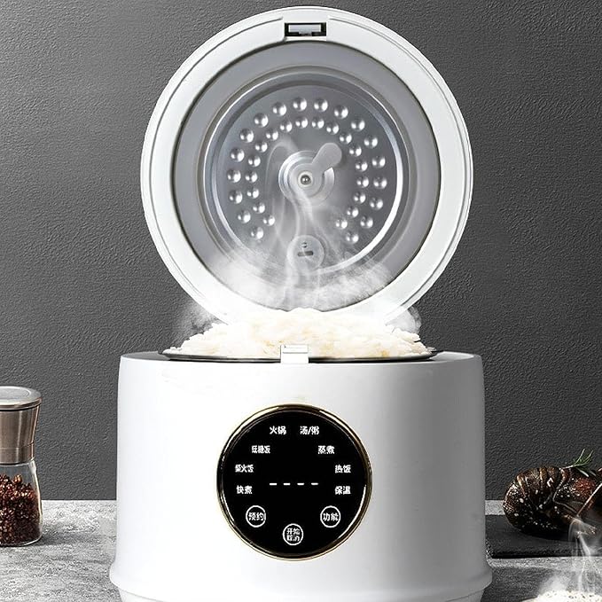 Digital Rice Cooker 7 Cooking Function Portable Versatile Rice Cooking Pot Ceramic Glaze Liner for Pasta Eggs Ramen Steak Fry white