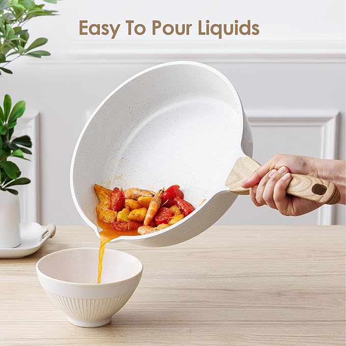 SENSARTE Nonstick Ceramic Cookware Set 16-Piece Healthy Pots and Pans Set Non-toxic Kitchen Cooking Set with Stay-Cool Handles Silicone Utensils and Pot Protectors PFAS/PTFE/PFOA Free