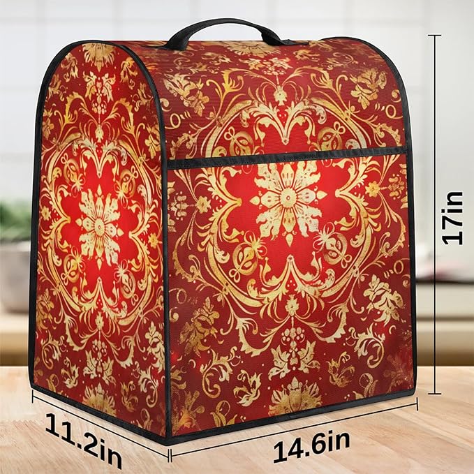 cfpolar Kitchen Aid Mixer Cover Compatible with 6-8 Quarts Mandala Red Flower Boho Stand Mixer Cover Kitchen Aid Mixers Accessories Appliance Organizer Bag Dust Covers with Zipper Pocket