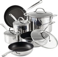 Farberware Millennium Stainless Steel Nonstick Cookware Set 10-Piece Pot and Pan Set Stainless Steel