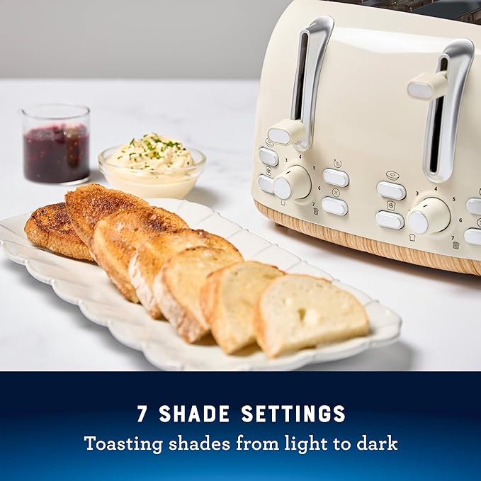 Oster 4-Slice Toaster with Extra Wide Slots Bagel Toaster Oat Milk