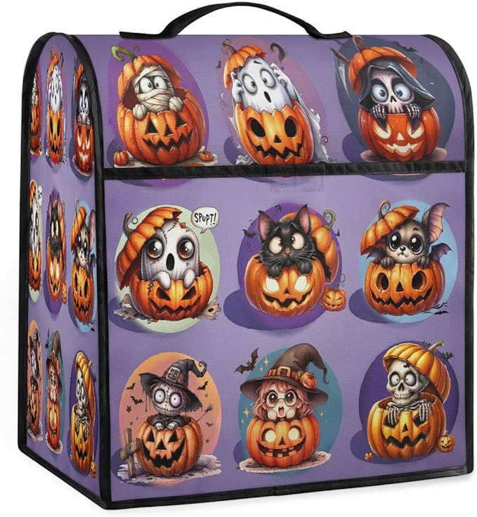 cfpolar Kitchen Aid Mixer Cover Compatible with 6-8 Quarts Halloween Ghost Monster Skull Pumpkin Stand Mixer Cover Kitchen Aid Mixers Accessories Appliance Organizer Bag Dust Covers with Zipper Pocket