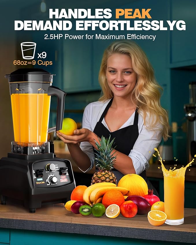 WantJoin Blender for Smoothies with 1800 Watt Motor Powerful Countertop Blenders for Kitchen 68OZ Large Capacity Smoothie Blender and Grinder Combo for Ice Crush Frozen Drinks Puree