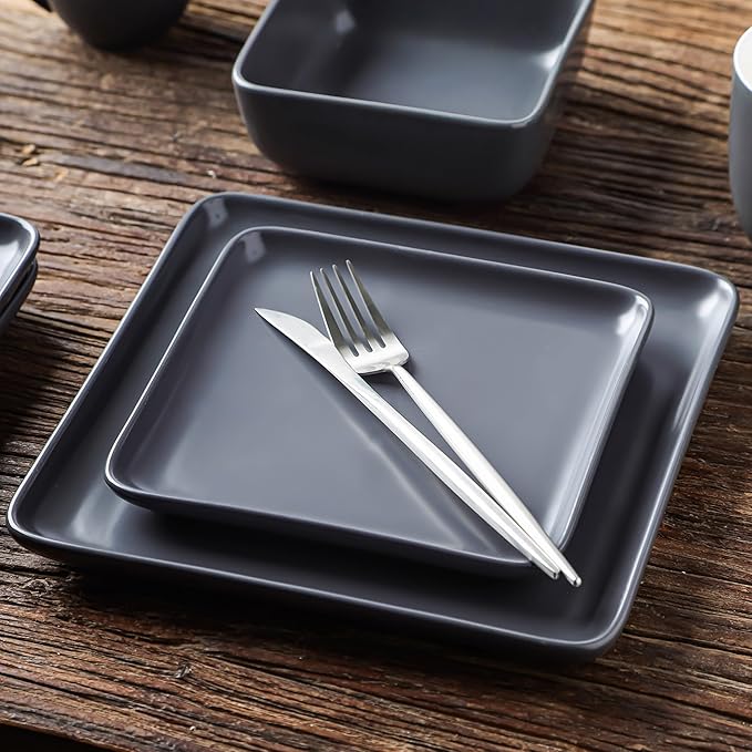 Stone Lain Amy Porcelain Dinnerware Set 24-Piece Service for 6 Gray
