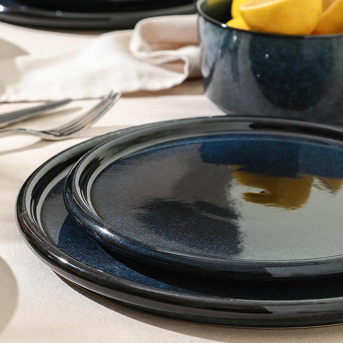 Stone Lain Eden 4-Piece Salad Plate Set Stoneware Dark Blue