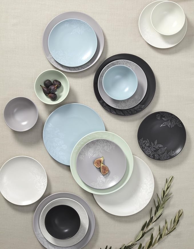 Oneida 897393 Roseto 12-Piece Dinnerware Set French Blue