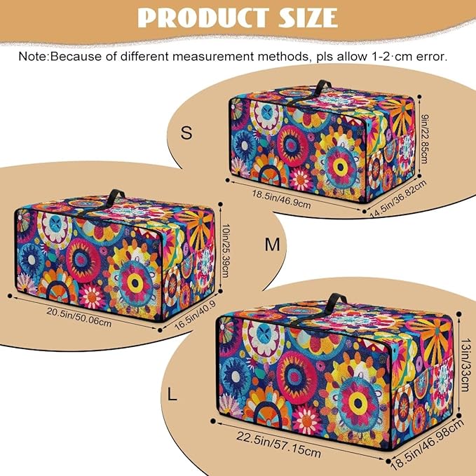 Boho Floral Toaster Oven Cover Heavy Duty Heat-resistant Waterproof Dust-Proof Protective Case with Side Pockets for Bake Air Fry Toaster Oven Easy Maintenance
