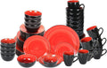 Stoneware Sonoma 56pc Dinnerware Set Black + Speckled Spin Wash Red