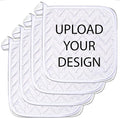 Personalized Custom Pot Holder – 4 Pack 8X8 Inch Kitchen Oven Hot Pads Potholder Coaster Heat Resistant Cooking Baking with Hanging Loop Customized Photo Design Text Picture Gift