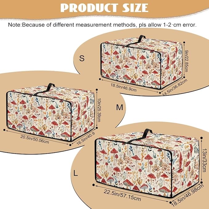 Heat-Resistant Toaster Oven Cover Faux Linen Polyester Appliances Dust Cover for Convection Toaster Oven Air Fryer with Top Handle Side Pockets Red Mushroom