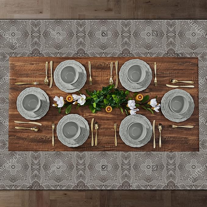 TP 18-Piece Dinnerware Set Melamine Dishes Set with Bowls and Plates Service for 6 Non-breakable Lightweight Dining Tableware Grey