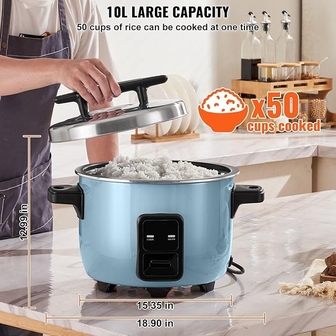 Rice Cooker 50-Cup 10L Restaurant Grade Non-Stick Pot