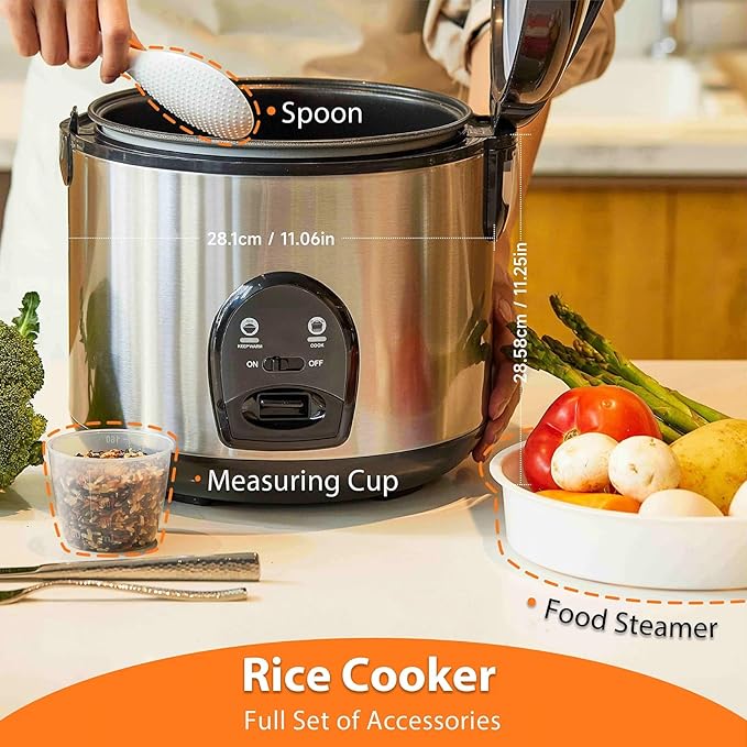 Rice Cookers 10-Cup Electric Rice Cooker Convenient Ceramic Nonstick Inner Pot Rice Maker