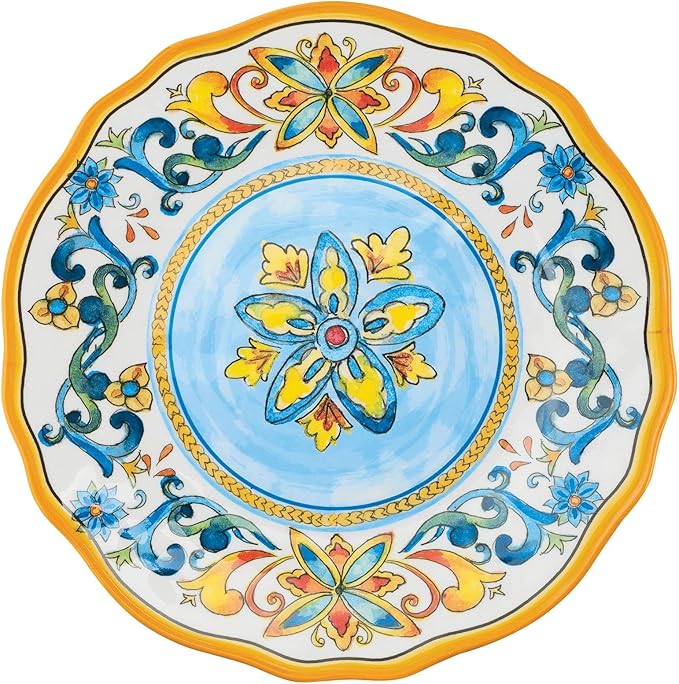 UPware 12 Piece Chianti Melamine Dinnerware Sets Outdoor Dishes Set Plates and Bowls Sets Service for 4 Multicolor