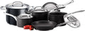Circulon Infinite Induction Hob Pan Set - 6 Piece Non Stick Pots and Pans Sets with Stainless Steel Lids &amp Handles Premium Dishwasher Safe Cookware Black