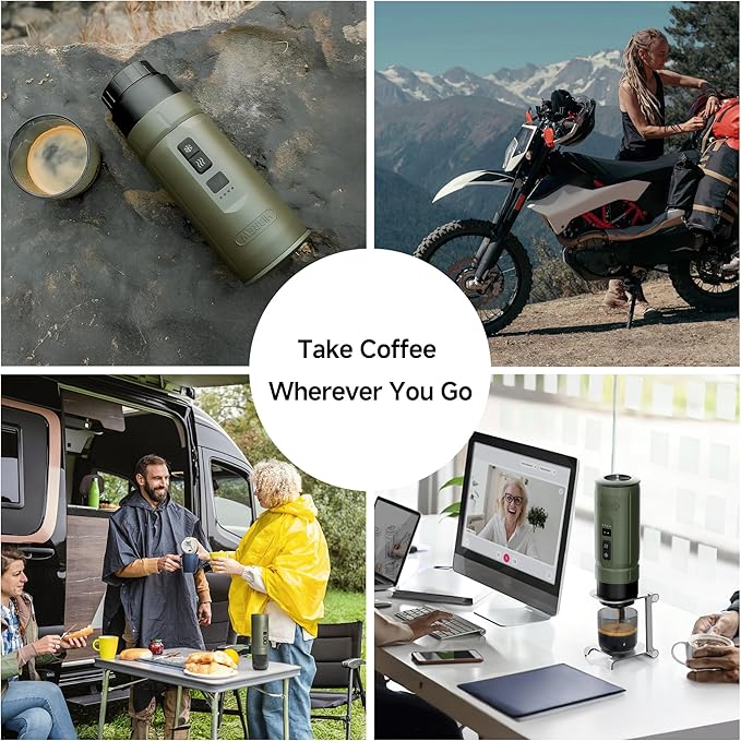 HIBREW H4C Explorer - Portable Electric Espresso Maker USB-C Rechargeable for Coffee Pods &amp Ground Coffee Compact for Home and Travel with Foldable Holder &amp Carrying Case