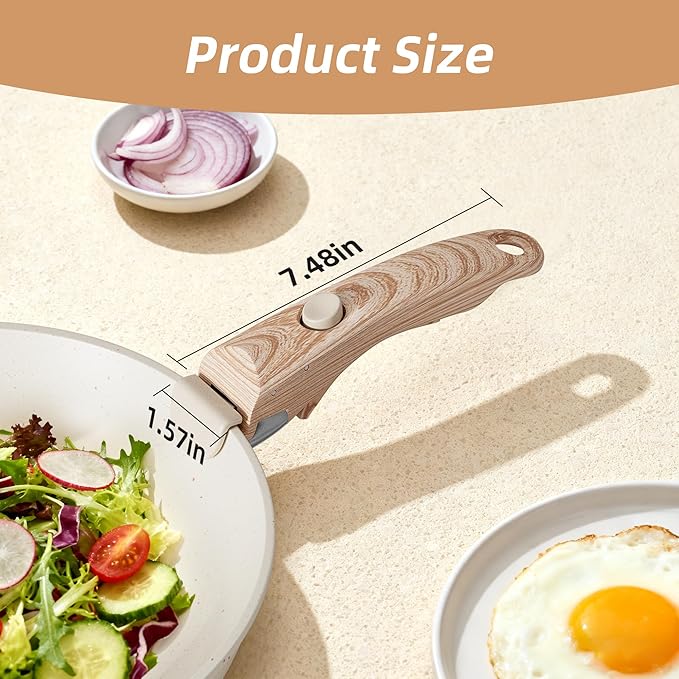 Removable Handle Pots and Pans Handles Replacement Detachable Wood-Like Handles for Cookware Compatible with Thin Edge Cookware