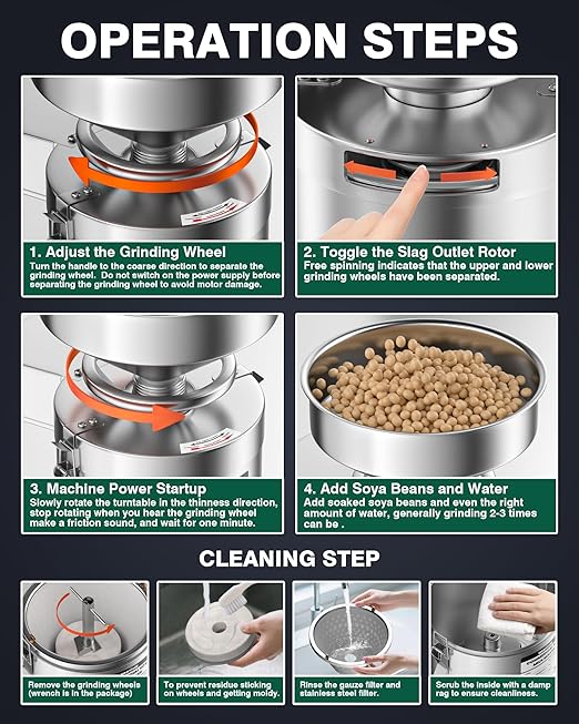WantJoin Commercial Soy Milk Maker - 25KG/H High Output Automatic Stainless Steel Soybean Milk Maker Machine 2800RPM with Slag Separation for Soymilk Nut Milk Tofu Rice Milk for Restaurant Canteen