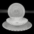 Red Pomegranate PAVO Glass Dinnerware Set Set of 12 pcs Silver