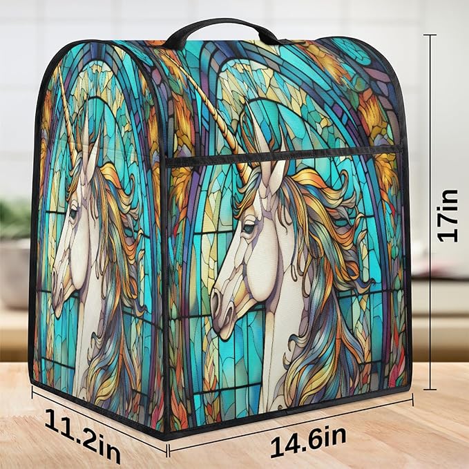 cfpolar Kitchen Aid Mixer Cover Compatible with 6-8 Quarts Animal Horse Glass Painting Stand Mixer Cover Kitchen Aid Mixers Accessories Appliance Organizer Bag Dust Covers with Zipper Pocket
