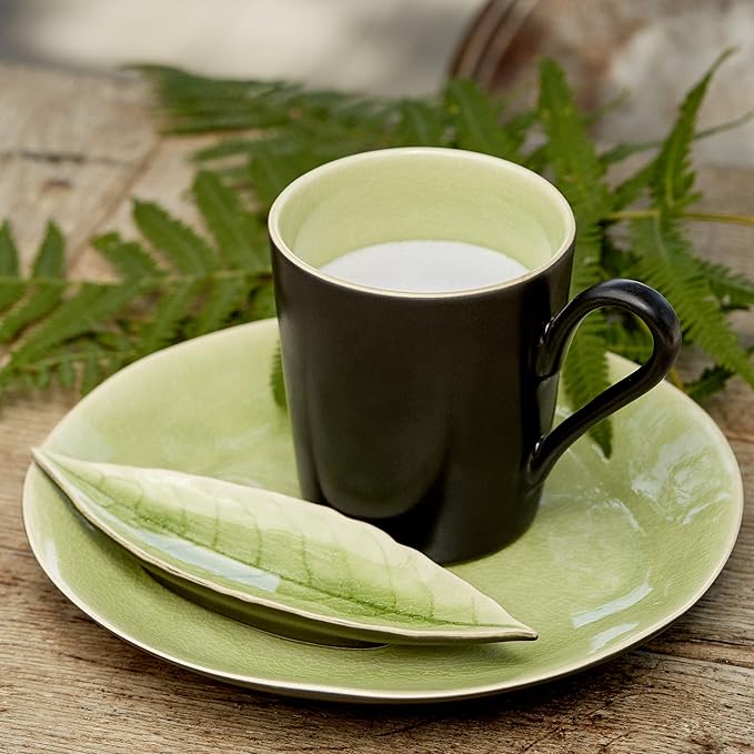 Costa Nova Riviera Collection Elegant Dinnerware Set Stoneware Laurel Leaf French Green (Light Green) 18 cm 6 Pieces