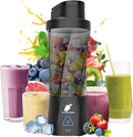 TORPEDO Portable Blender (Black) Cordless 24oz. Vessel Personal Blender for Shakes &amp Smoothies BPA Free Leakproof Sip Lid &amp Self Cleaning - Travel with 6 Sharp Blade USB - C Metal Cable
