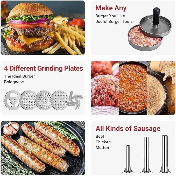 Compatible for KitchenAid A Metal Food Mincing Accessory for Chef's Machines Integrating Mincing and Sausage Stuffing Functions with Excellent Quality