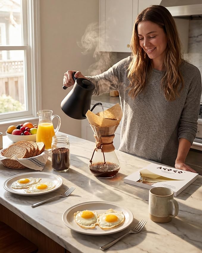 AGOGO Pour Over Coffee Maker Set Glass Coffee Maker with 50pcs Filter Paper -for Home Office Camping Cafes - Easy Clean Coffee Dripper Set (Soft Towel&ampBrush Included)(10 Cup/34oz)